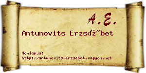 Antunovits Erzsébet névjegykártya