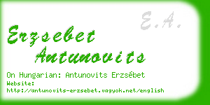 erzsebet antunovits business card