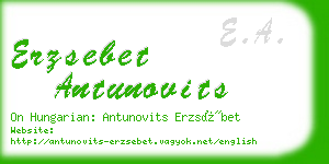 erzsebet antunovits business card
